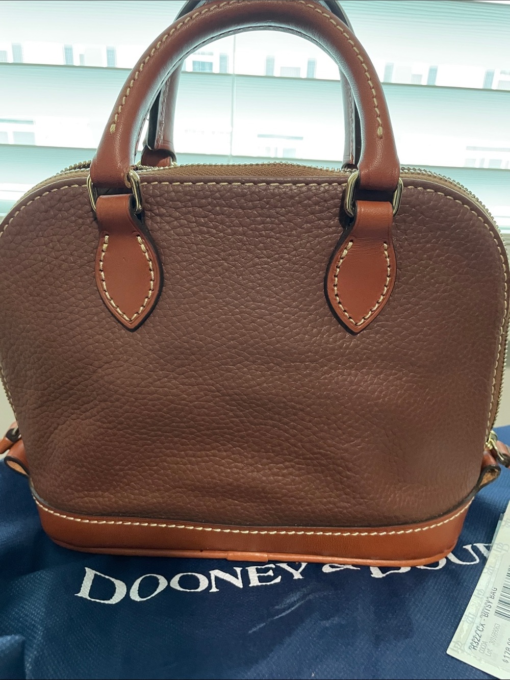 Dooney & Bourke Bitsy Zip Zip Pebble Leather Satchel in Cocoa - Picture 3 of 12